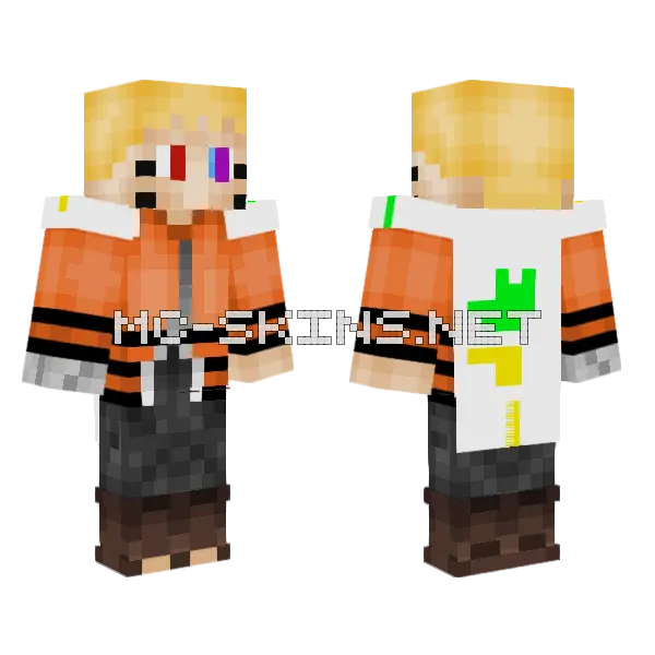Naruto Uchiha Lord 7 Minecraft skin, front and back