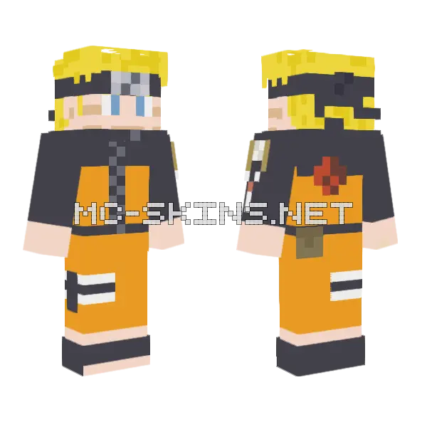 Naruto Uzumaki Shippuden Orange Jacket, front and back