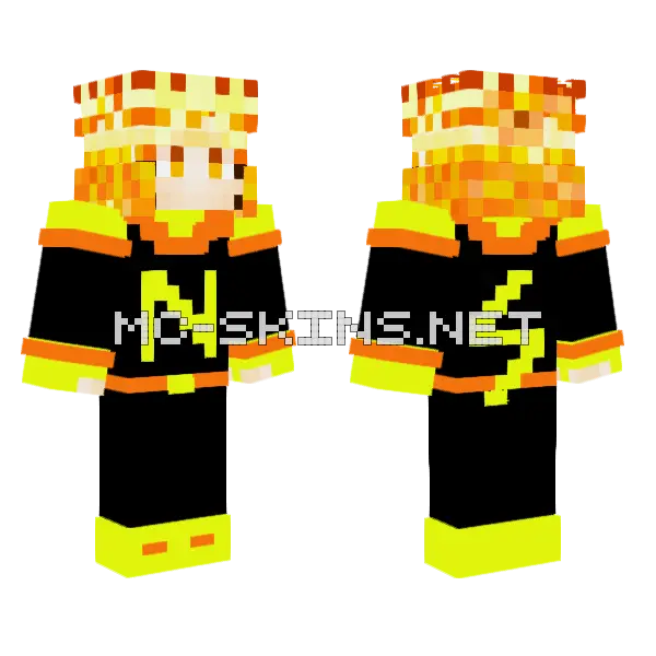 Naruto Yellow Flash Minecraft skin, front and back