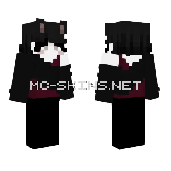 Naunasfaf Black Outfit Minecraft skin, front and back