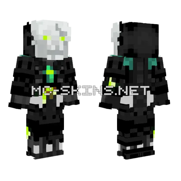 Necron Warrior Herotek Minecraft skin, front and back