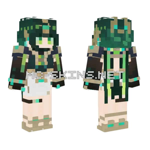 Nefer Genshin Impact Minecraft skin, front and back