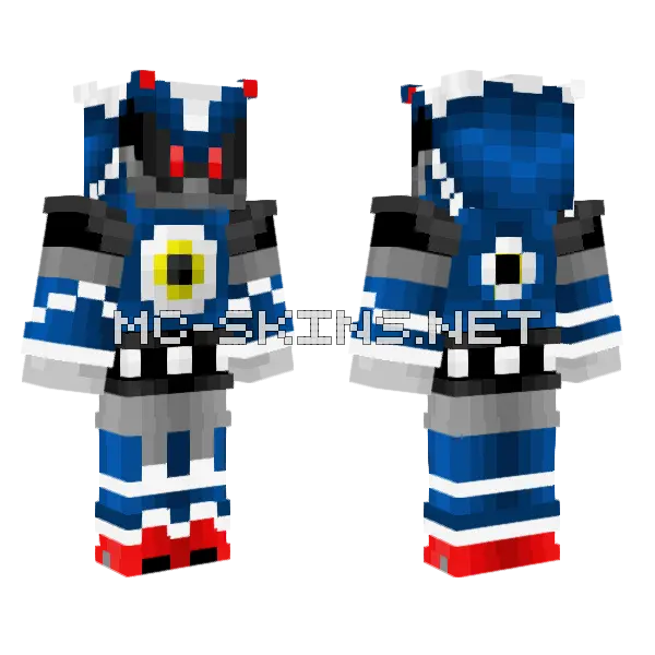 Neo Metal Sonic Minecraft skin, front and back