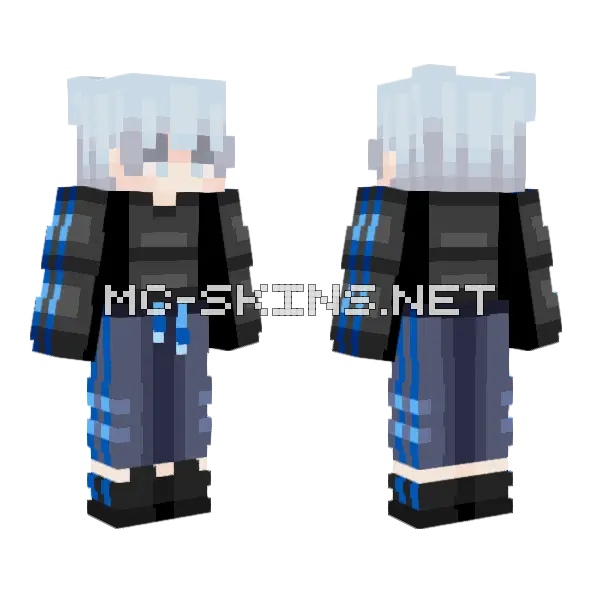 Neon Blue Boy Minecraft skin, front and back