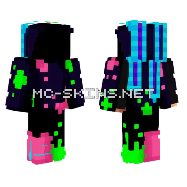 Neon Bunnie Base Minecraft skin, front and back