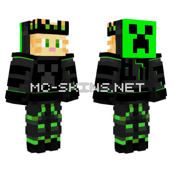 Neon Creeper Hoodie, front and back
