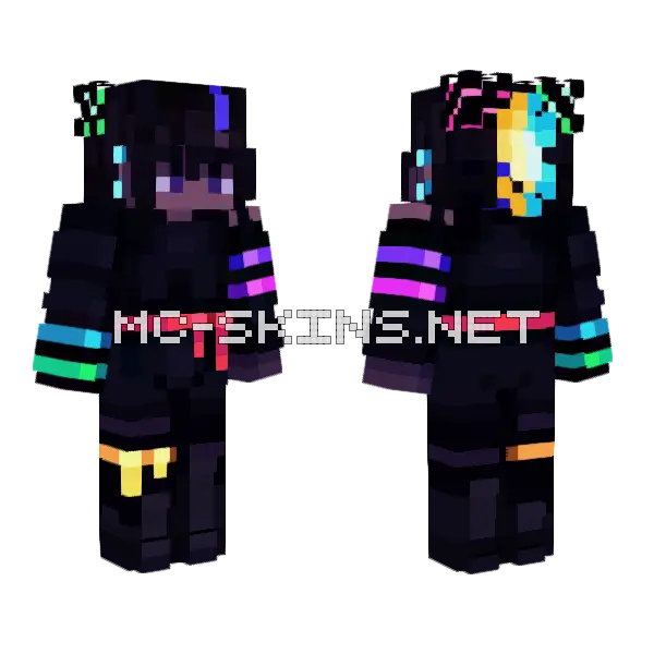 Neon Dance Persona Male Minecraft skin, front and back