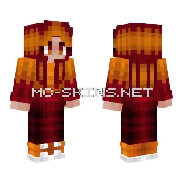 Neon Flame Red Orange Blend Minecraft skin, front and back