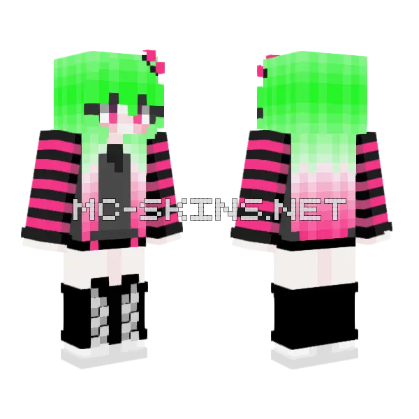 Neon Girl 3 Minecraft skin, front and back