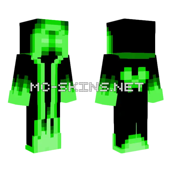 Neon Glitch Boy Minecraft skin, front and back