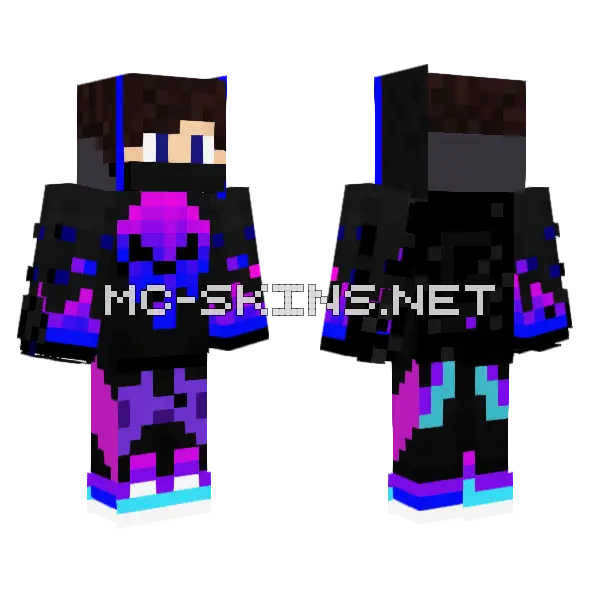 Neon Glitch Hoodie Minecraft skin, front and back