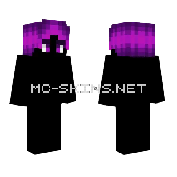 Neon Male Dark Purple Pink Minecraft skin, front and back