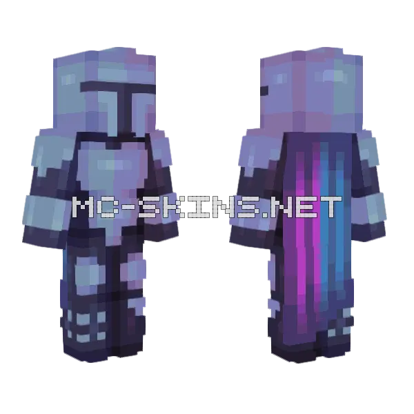 Neon Mando RCE Minecraft skin, front and back