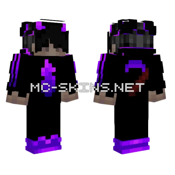 Neon Purple Fire Minecraft skin, front and back