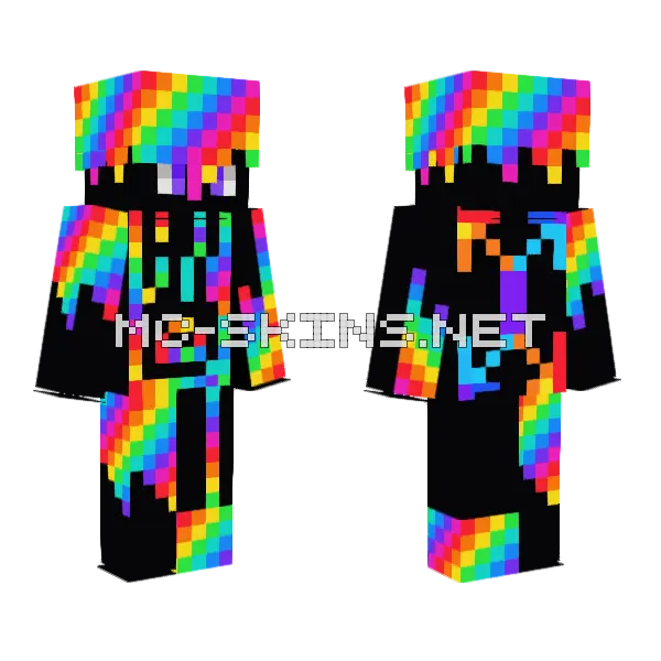Neon Rainbow Skin Minecraft skin, front and back