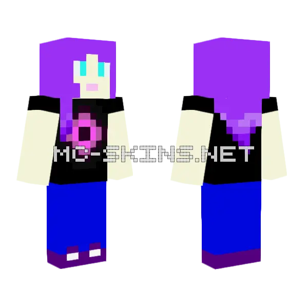 Neon Shirt Girl Minecraft skin, front and back