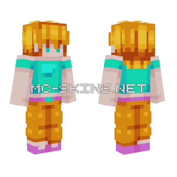 Neon Summer Pce Minecraft skin, front and back