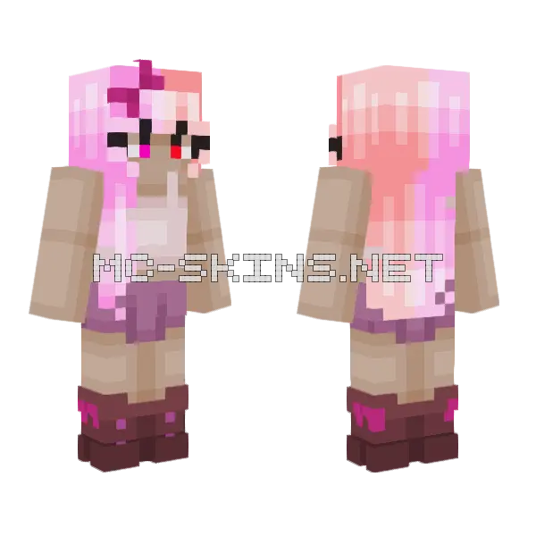 Neon Sunset Girl Minecraft skin, front and back
