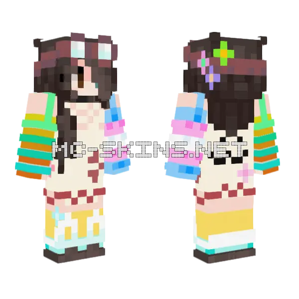 Neopolitan Summer Flower Colors Minecraft skin, front and back