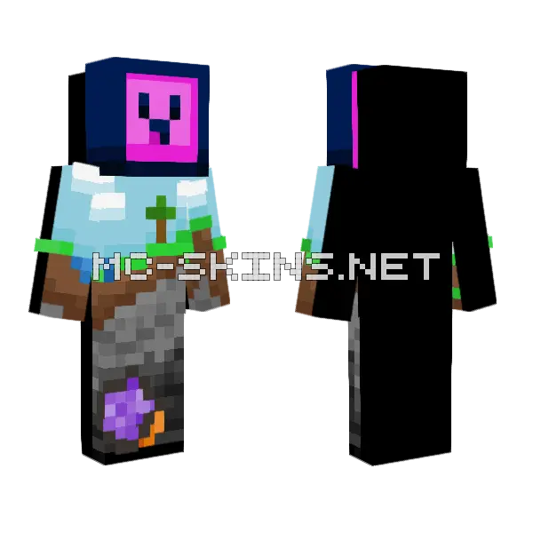 Nether Portal Collab Minecraft skin, front and back