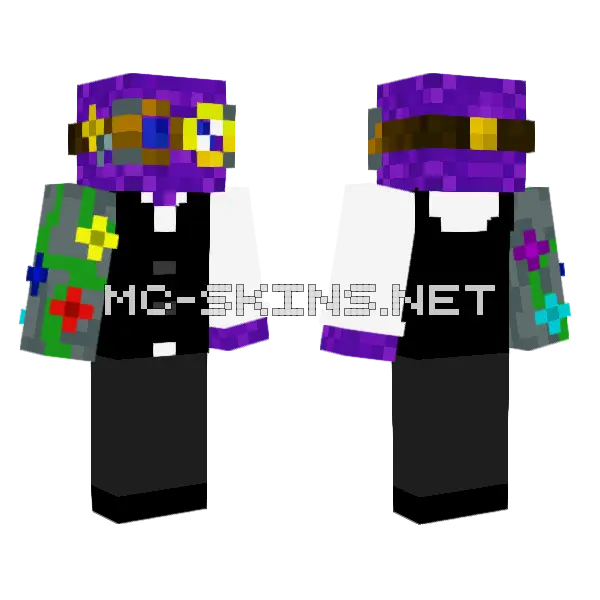 Nether Portal Experiment Minecraft skin, front and back