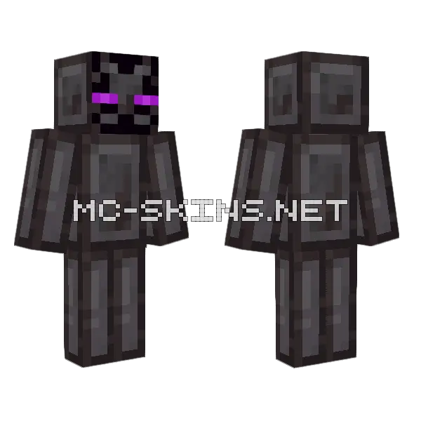 Netherite Enderman Check Disc Minecraft skin, front and back