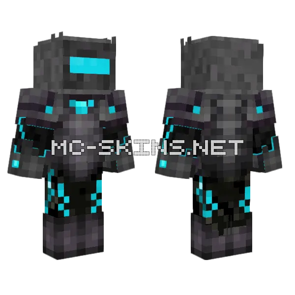 Netherite Man Minecraft skin, front and back