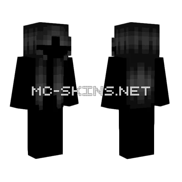 New Female HB Straight Long Black Fade Minecraft skin, front and back