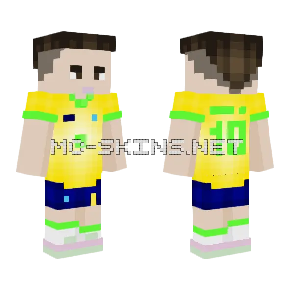 Neymar Brasil Football Skin Minecraft skin, front and back