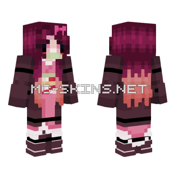 Nezuko Animatronic Minecraft skin, front and back