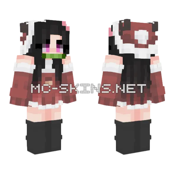 Nezuko Christmas Minecraft skin, front and back