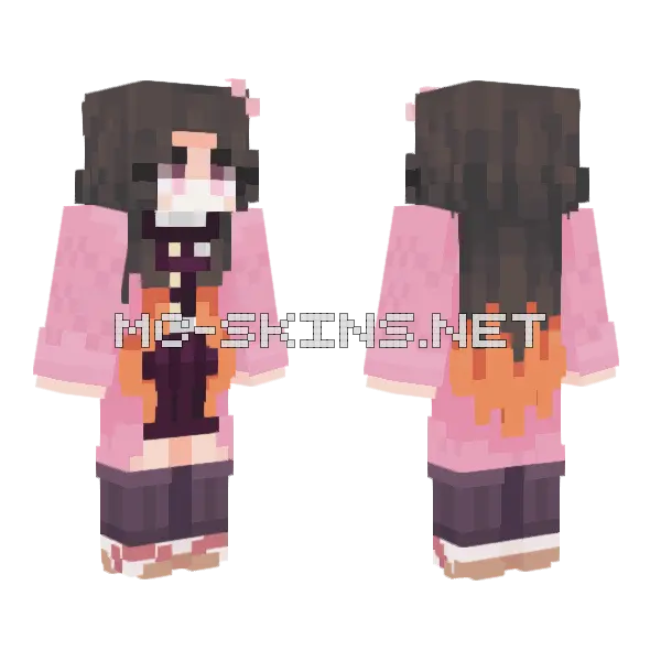 Nezuko Demon Slayer Minecraft skin, front and back