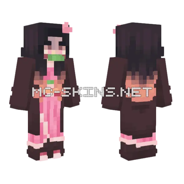 Nezuko Kamado Minecraft skin, front and back