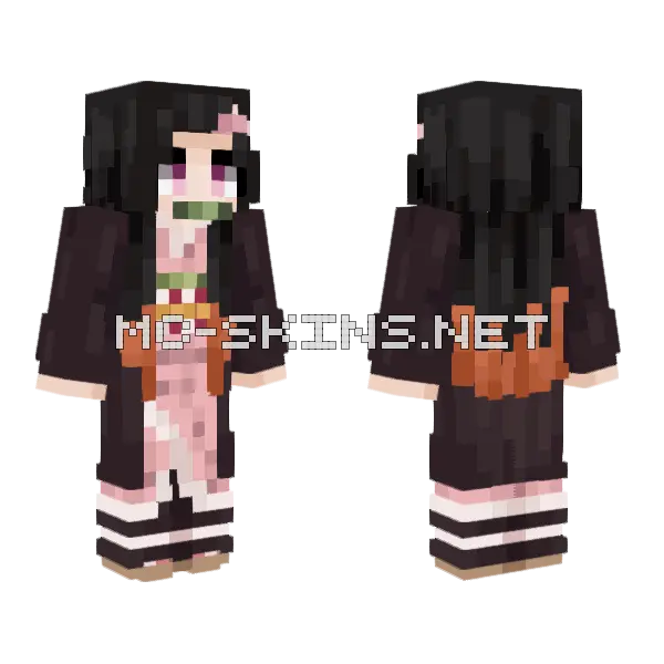 Nezuko Kamado Minecraft skin, front and back