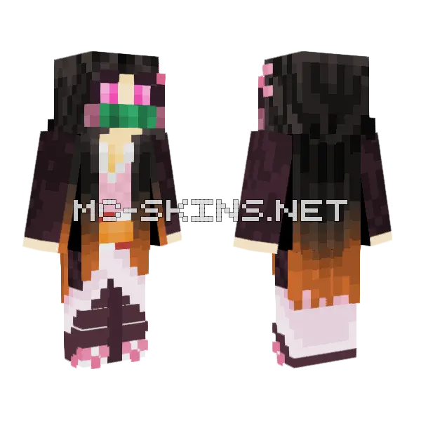 Nezuko Kamado Minecraft skin, front and back