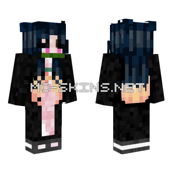 Nezuko Kamado Minecraft skin, front and back