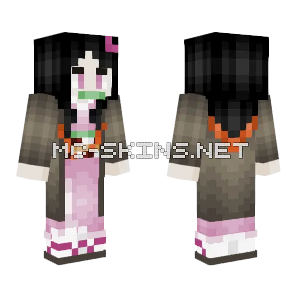 Nezuko Kamado Minecraft skin, front and back