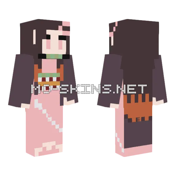 Nezuko Kamado Minecraft skin, front and back