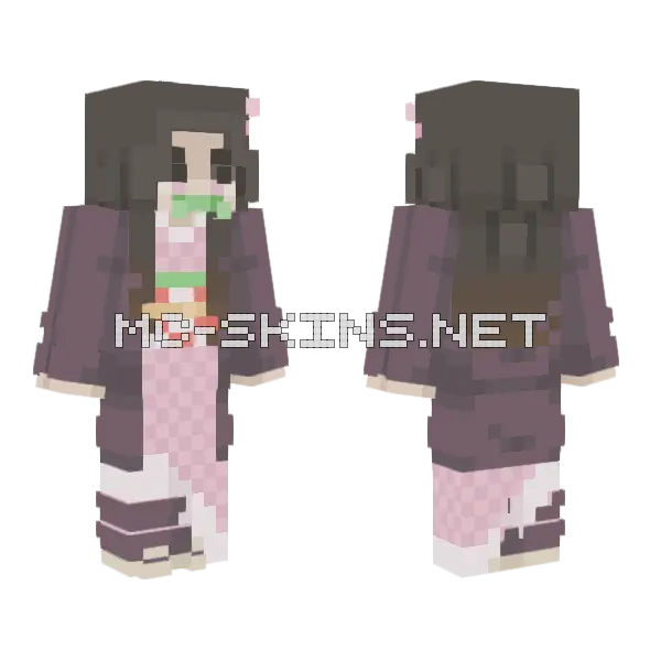 Nezuko Kamado Minecraft skin, front and back