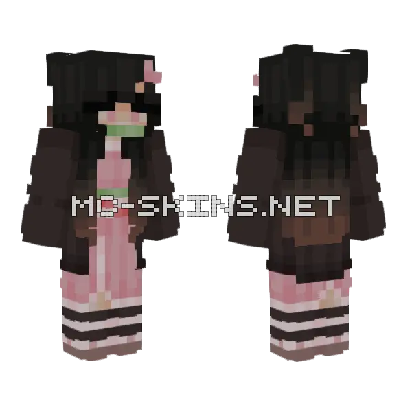 Nezuko Kamado Minecraft skin, front and back