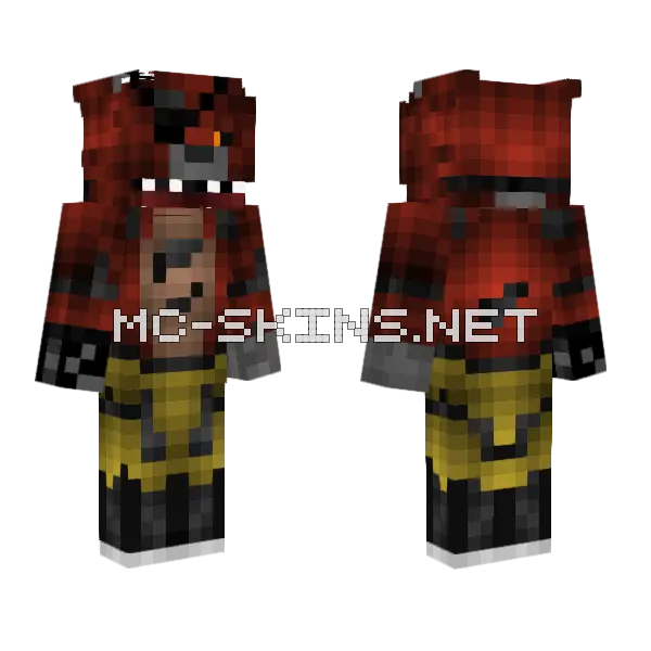 Nightmare Foxy Old Minecraft skin, front and back