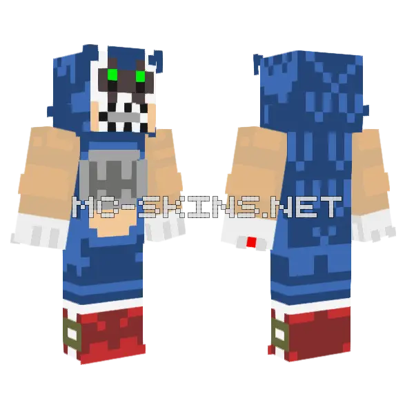 Nightmare Sonic Animatronic Minecraft skin, front and back