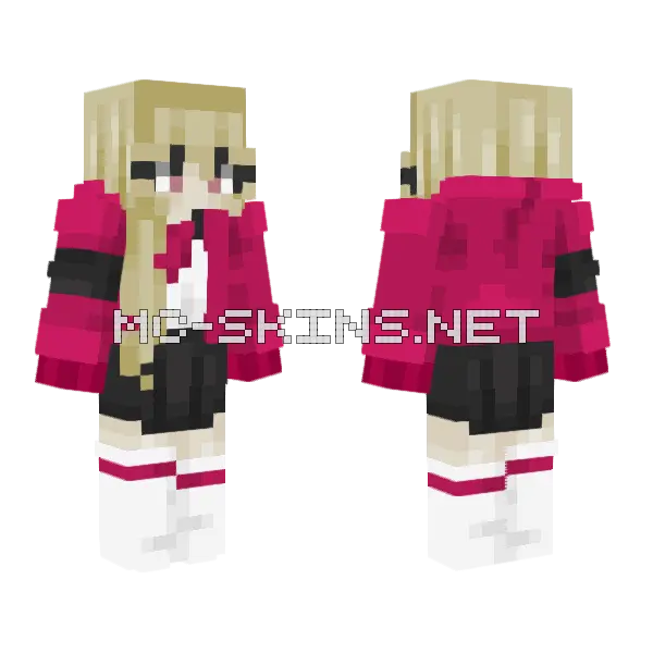 Nighttime Cherry Girl Minecraft skin, front and back