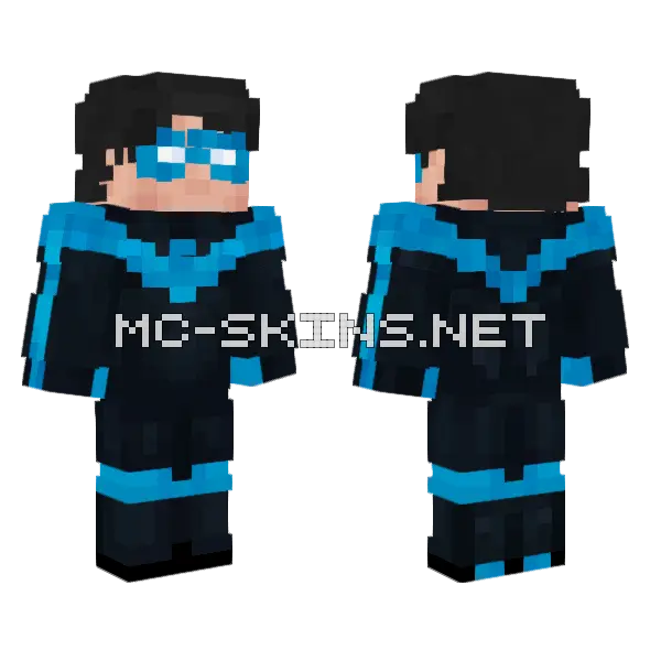 Nightwing Blue Suit Minecraft skin, front and back