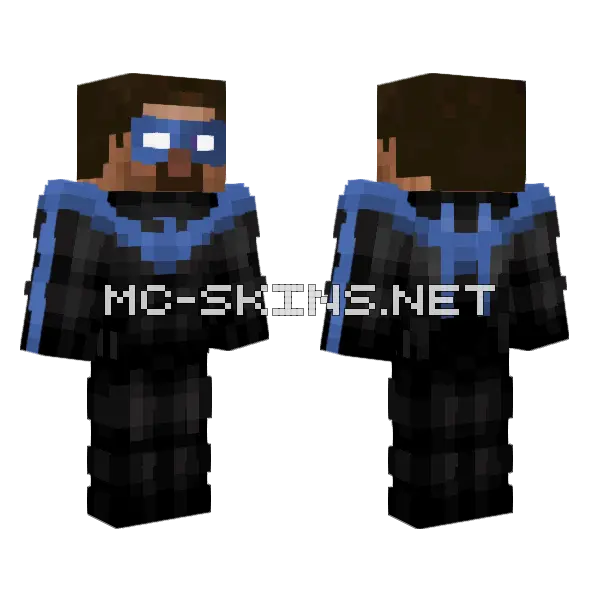 Nightwing Steve Minecraft skin, front and back