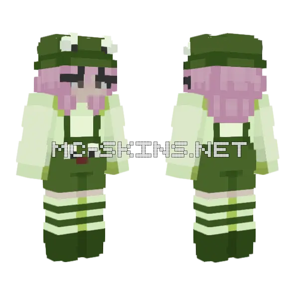 Nihachu Green Geckos Minecraft skin, front and back