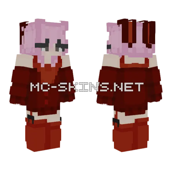 Nihachu Red Rabbits Minecraft skin, front and back