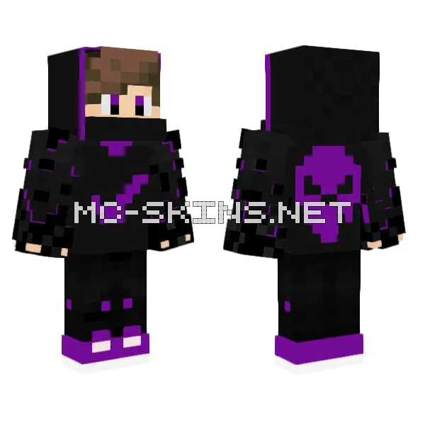 Nike Hoodie Boy Purple Minecraft skin, front and back
