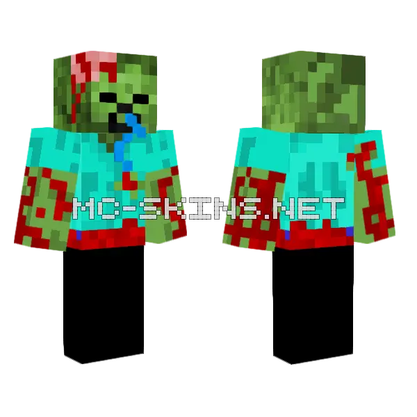 No Legs Zombie Minecraft skin, front and back