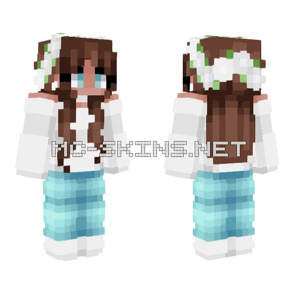 Nora Frosty White Minecraft skin, front and back